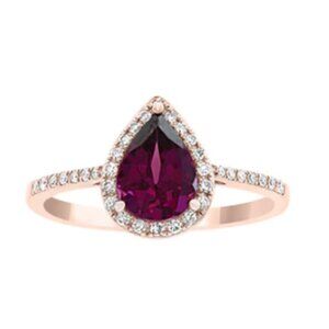 EFFY Garnet and 1/8 ct. tw. Diamond Engagement Ring in 14K Rose Gold